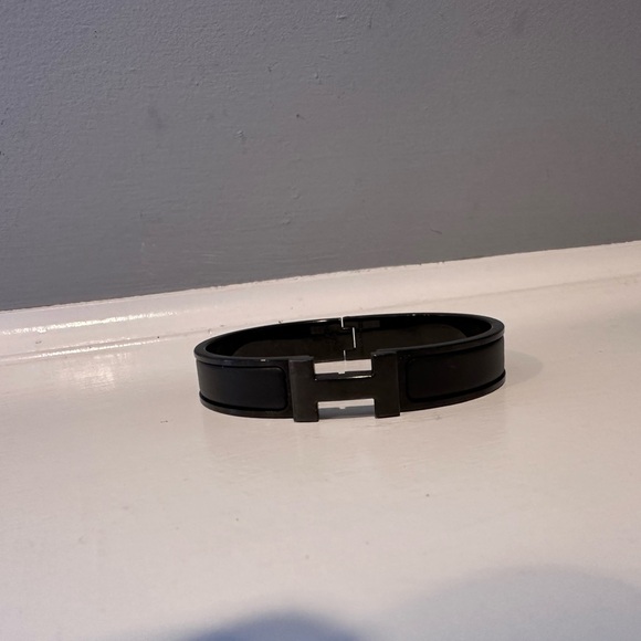 Black Hermes Men’s Clic HH bracelet T5 - Picture 5 of 11